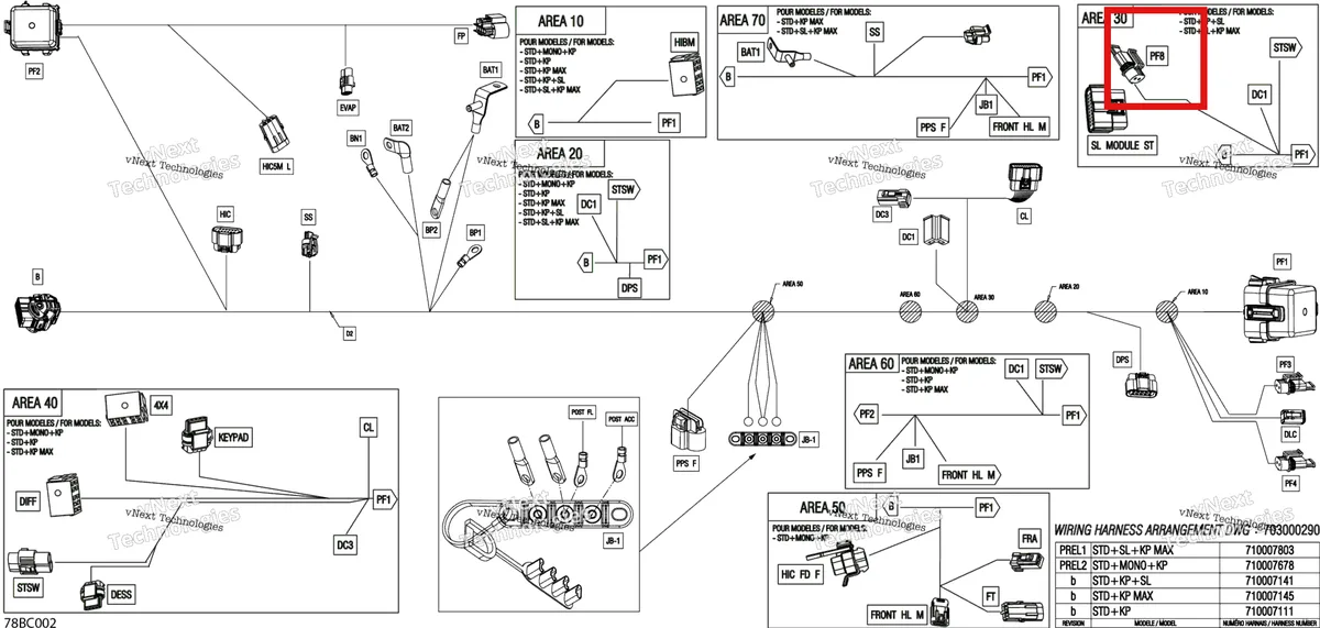 Деталь 710002791 на схеме узла 2023 Can-Am Commander 1000R EFI - XTP Electric - Main Harness - 710007141