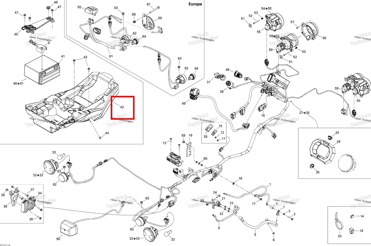 Деталь 710002892 на схеме узла 2012 Can-Am Outlander STD, XT, 1000 EFI Electrical System