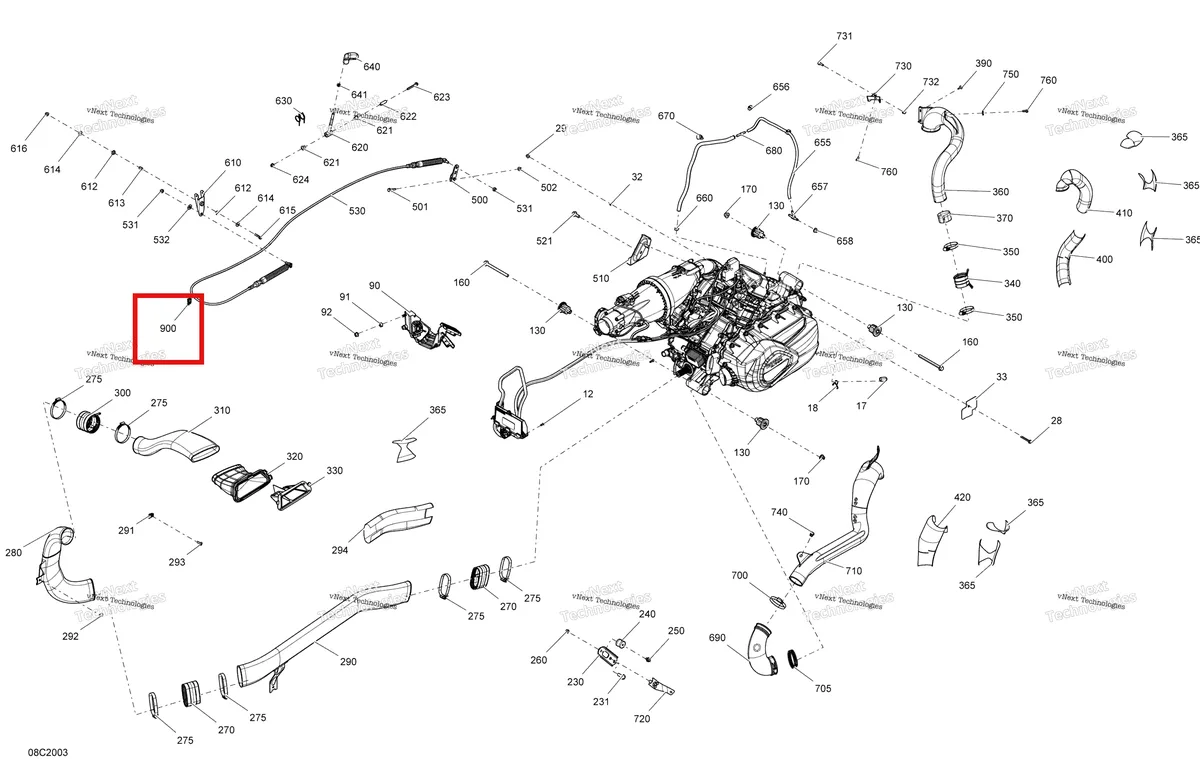Деталь 710002899 на схеме узла 2020 Can-Am Commander MAX 800R EFI Engine