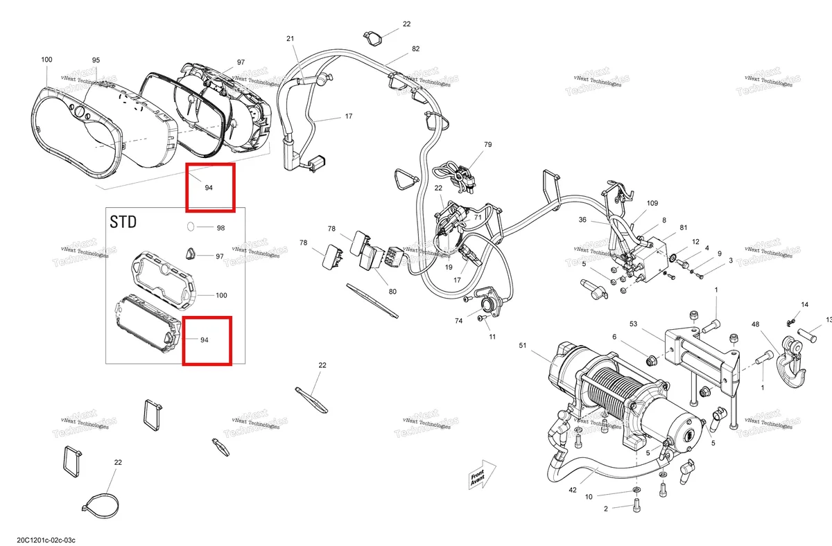 Деталь 710002904 на схеме узла 2012 Can-Am Commander LTD, 1000 EFI Electrical System Std, X, Xt, Ltd