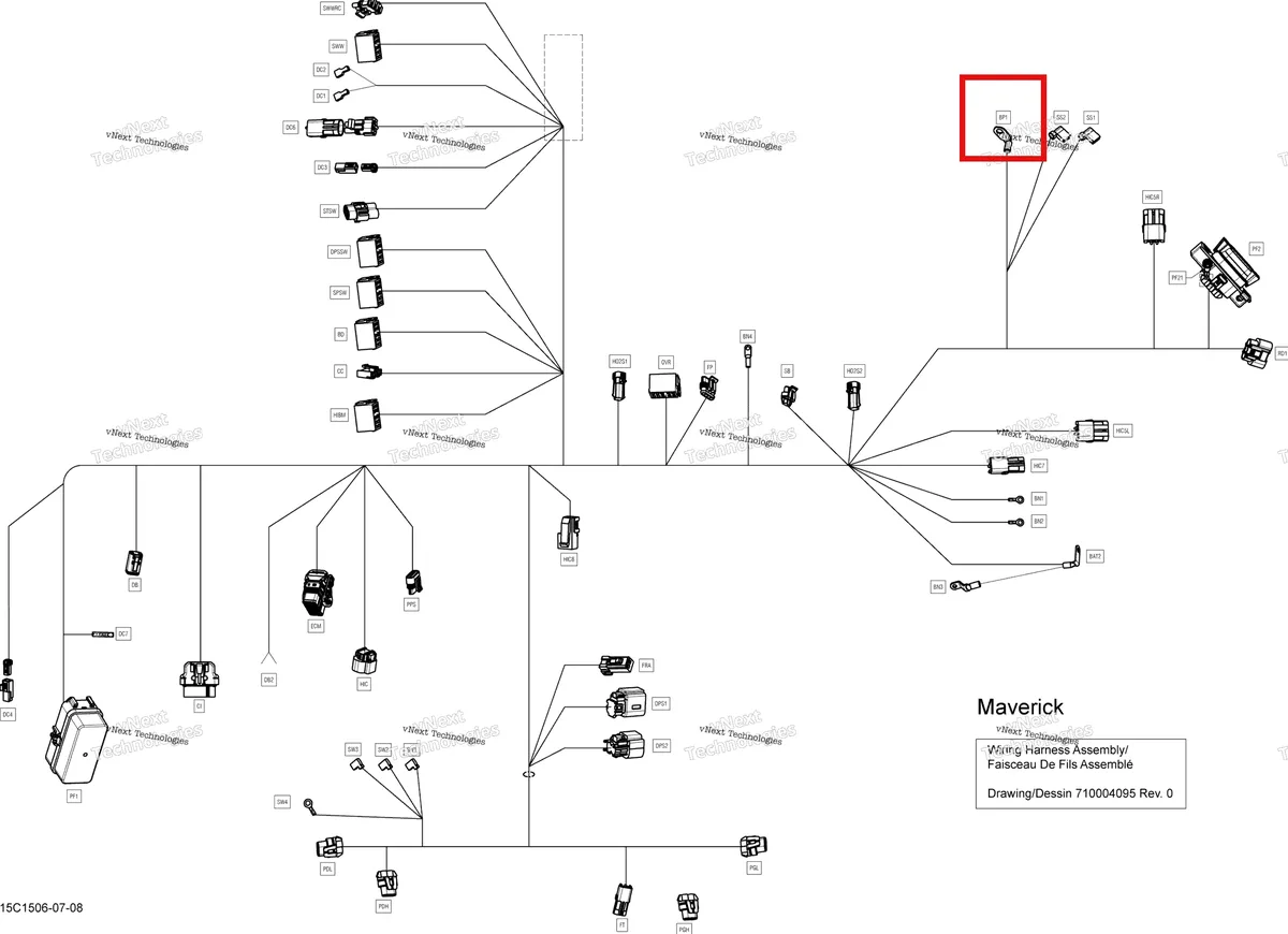 Деталь 710003311 на схеме узла 2015 Can-Am MAVERICK 1000_XMR Electrical Harness Main