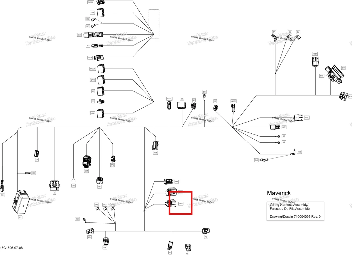 Деталь 710003468 на схеме узла 2015 Can-Am MAVERICK 1000_XMR Electrical Harness Main