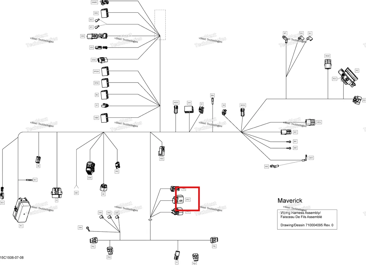 Деталь 710003472 на схеме узла 2015 Can-Am MAVERICK 1000_XMR Electrical Harness Main