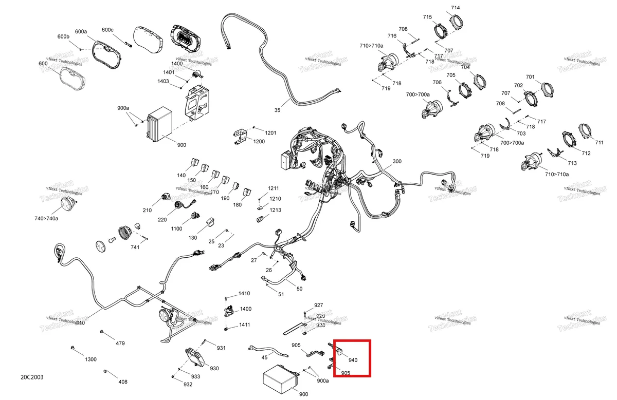 Деталь 710003582 на схеме узла 2020 Can-Am Commander MAX 800R EFI Electrical System