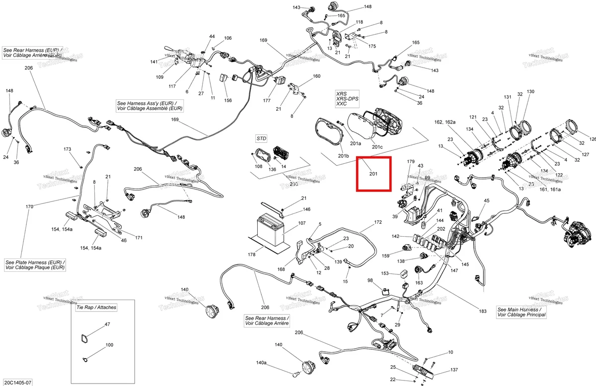 Деталь 710003855 на схеме узла 2014 Can-Am MAVERICK 1000, STD, XRS, XRS-DPS Electrical System