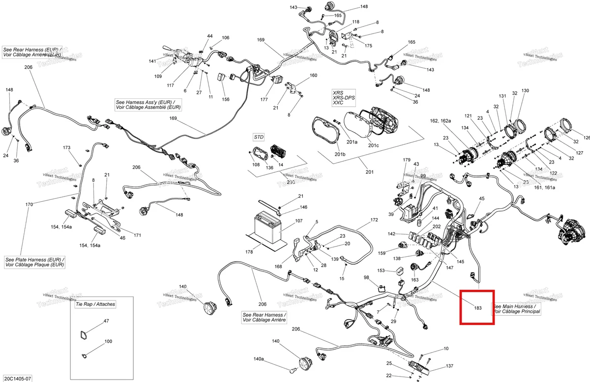 Деталь 710003907 на схеме узла 2014 Can-Am MAVERICK 1000, STD, XRS, XRS-DPS Electrical System