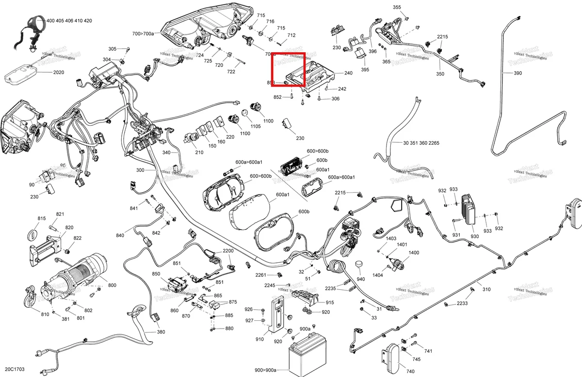 Деталь 710003965 на схеме узла 2017 Can-Am Defender HD8, HD10 Electrical System - All Models