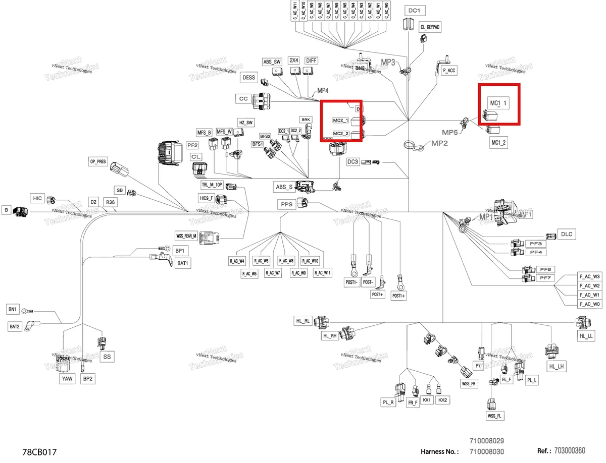 Деталь 710004047 на схеме узла 2022 Can-Am Traxter PRO HD10 - DPS - CE Electric - Main Harness - 710008029 - Model With Abs