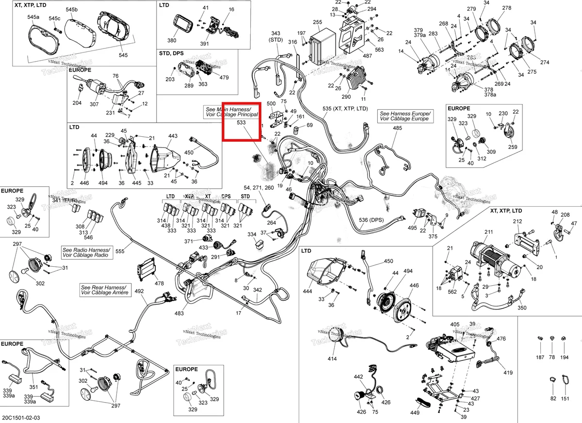 Деталь 710004332 на схеме узла 2015 Can-Am COMMANDER 1000_STD_DPS_XT_XTP Electrical System