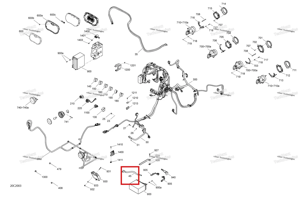 Деталь 710004393 на схеме узла 2020 Can-Am Commander MAX 800R EFI Electrical System