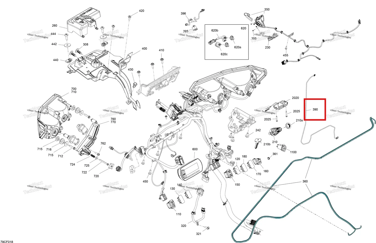 Деталь 710004466 на схеме узла 2026 Can-Am Defender - HD9 - DPS CAB - 8UTD - Compass Green - 62