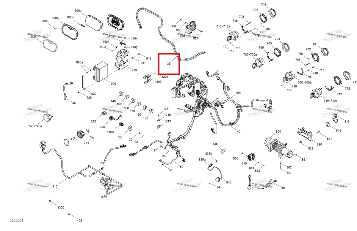 Деталь 710004575 на схеме узла 2020 Can-Am Commander 800R EFI Electrical System