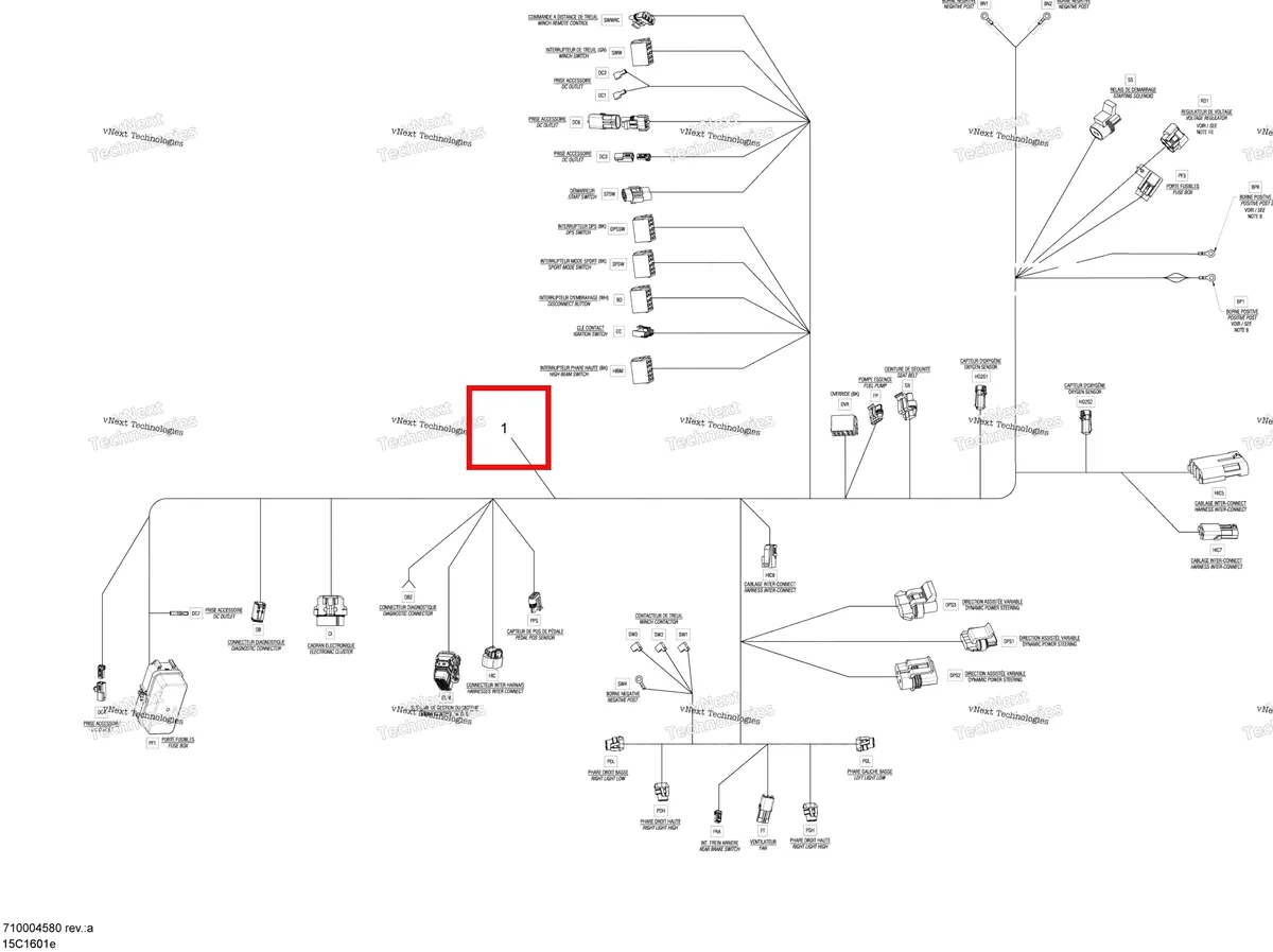 Деталь 710004580 на схеме узла 2016 Can-Am Commander - Commander MAX Electrical Harness - Max