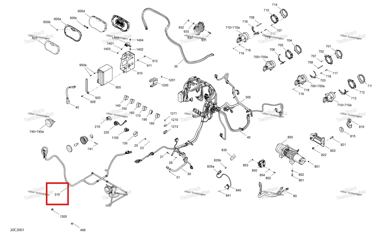 Деталь 710004681 на схеме узла 2020 Can-Am Commander 800R EFI Electrical System