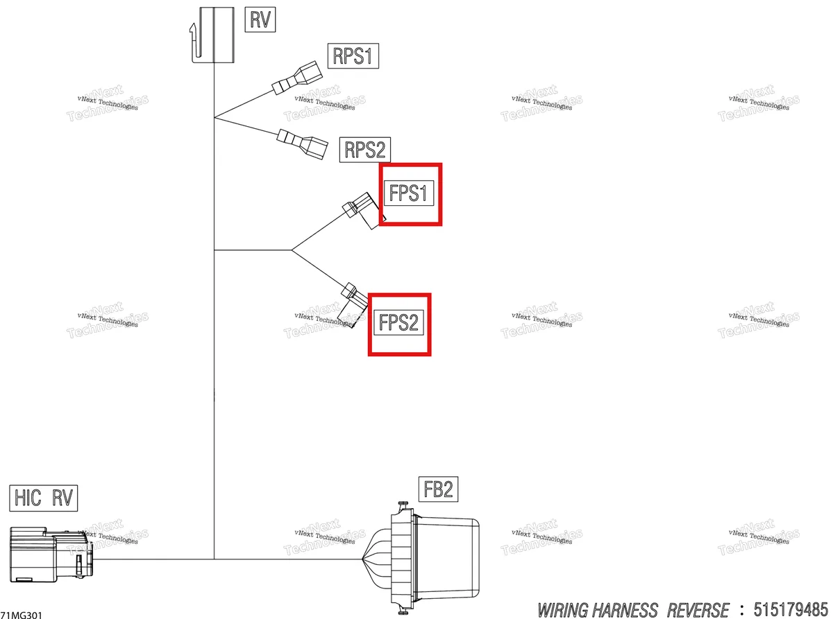 Деталь 710004858 на схеме узла 2027 Ski-Doo RENEGADE - X-RS - 900 ACE TURBO R - DAVR - Circuit Yellow - 15X137X1.25RS Track Electric - Reverse Wiring Harness - 515179485