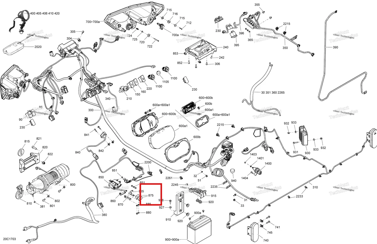 Деталь 710004875 на схеме узла 2017 Can-Am Traxter HD8, HD10 Electrical System - All Models