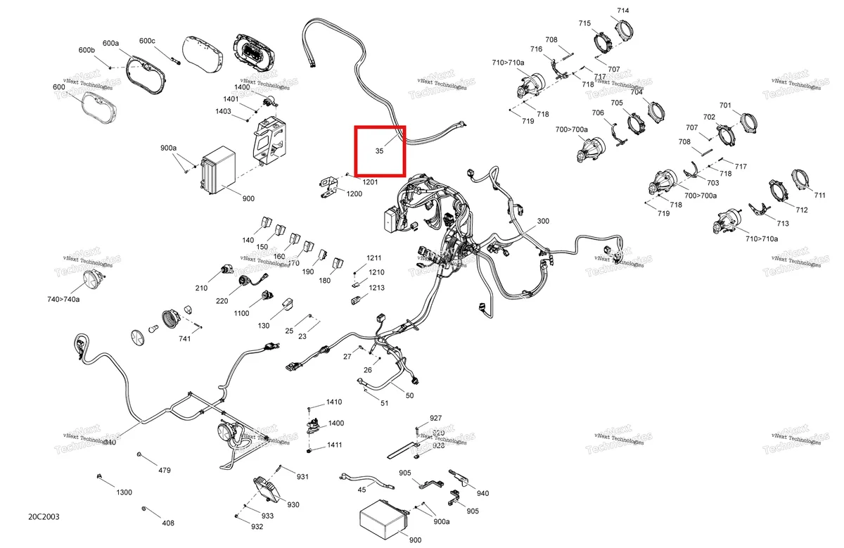 Деталь 710004919 на схеме узла 2020 Can-Am Commander MAX 800R EFI Electrical System