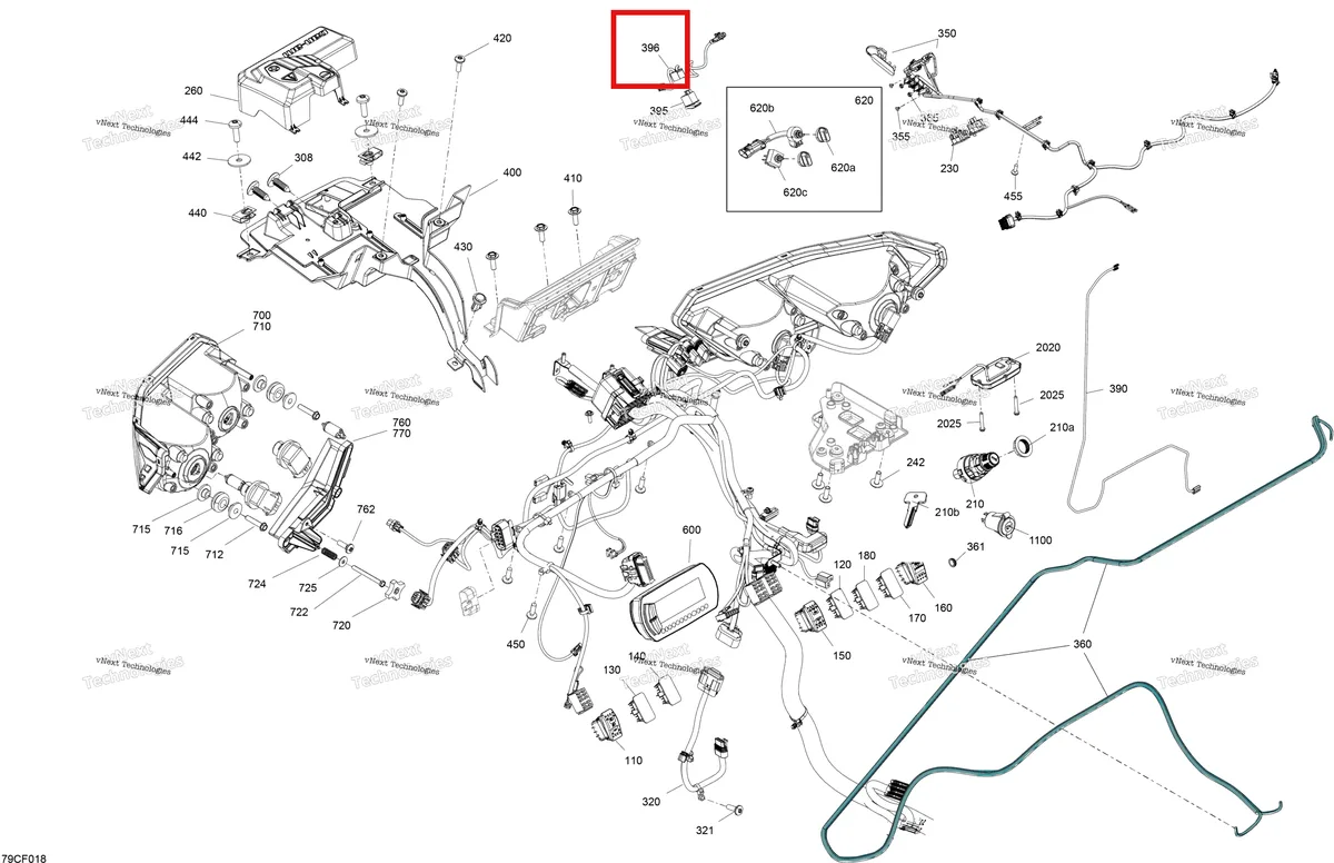 Деталь 710004942 на схеме узла 2026 Can-Am Defender - HD9 - DPS CAB - 8UTD - Compass Green - 62