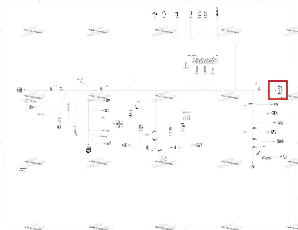 Деталь 710004975 на схеме узла 2017 Can-Am TRAXTER T Electrical Harness - 710005530_710005531