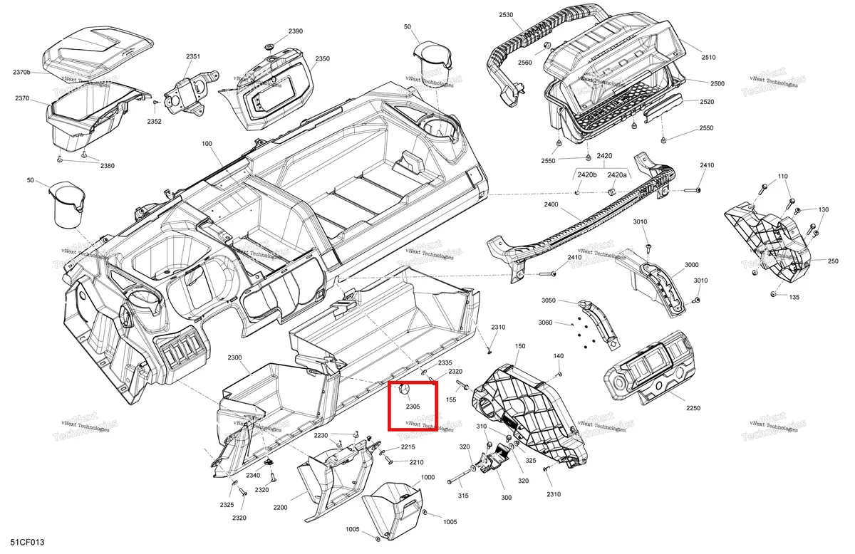 Деталь 710004993 на схеме узла 2026 Can-Am Defender - HD7 - XT - 7ETF - Dark Wildland Camo - 62
