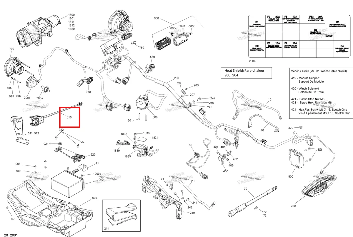 Деталь 710005241 на схеме узла 2020 Can-Am Outlander 450 EFI Electrical System
