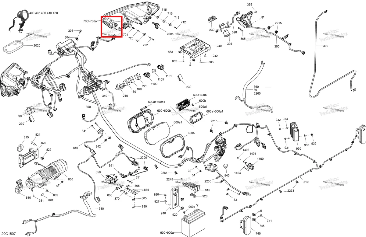 Деталь 710005335 на схеме узла 2018 Can-Am DEFENDER HD5 Electrical System Defender Non Max