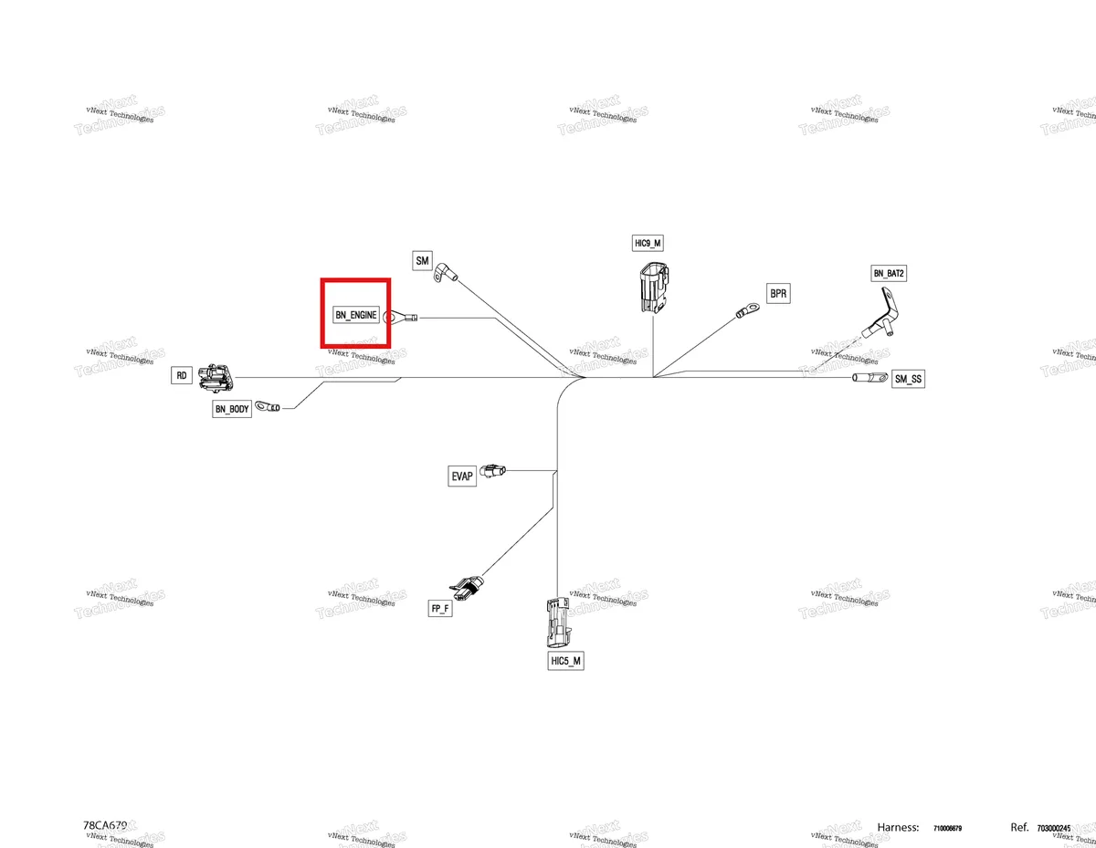 Деталь 710005493 на схеме узла 2021 Can-Am Defender HD5 - BASE DPS Electric - Wiring Harness Voltage Regulator - 710006679