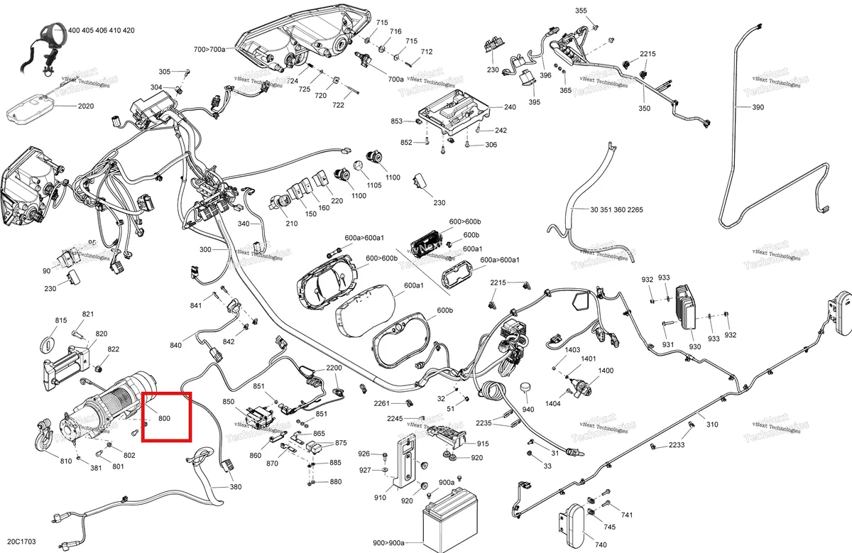 Деталь 710005514 на схеме узла 2017 Can-Am Traxter HD8, HD10 Electrical System - All Models
