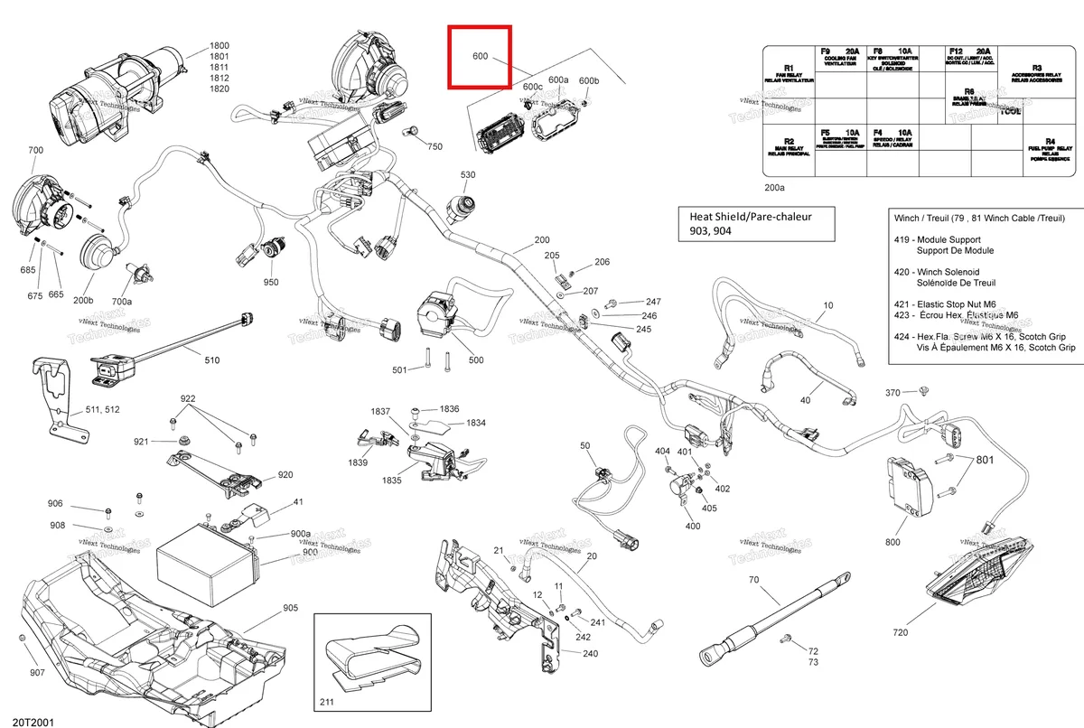 Деталь 710005553 на схеме узла 2020 Can-Am Outlander 450 EFI Electrical System