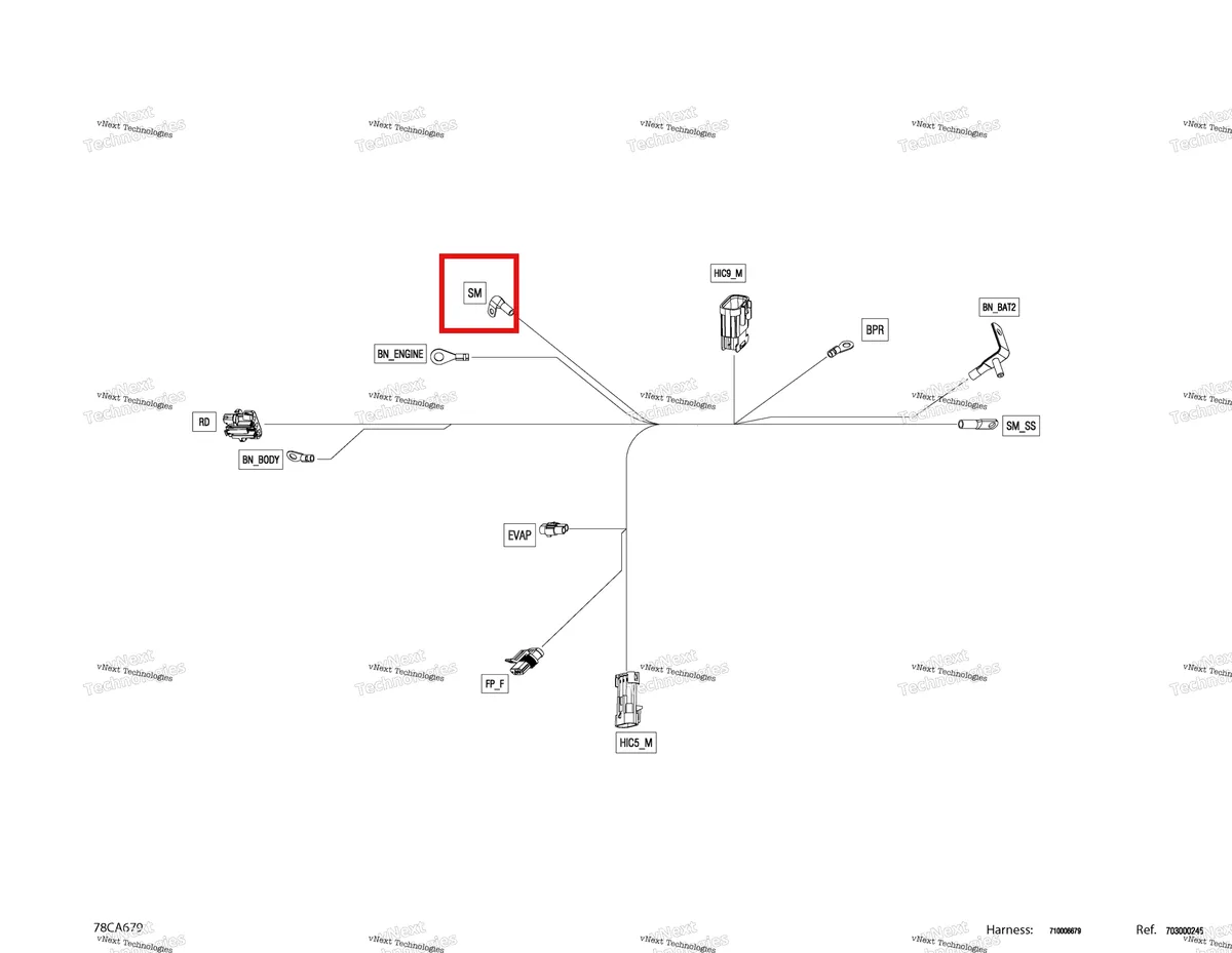 Деталь 710005596 на схеме узла 2021 Can-Am Defender HD5 - BASE DPS Electric - Wiring Harness Voltage Regulator - 710006679