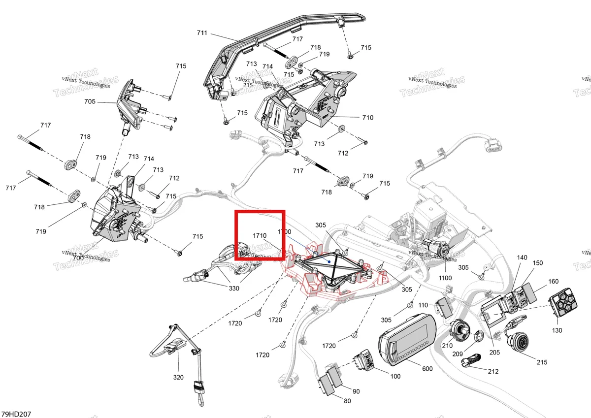Деталь 710005807 на схеме узла 2024 Can-Am Maverick Turbo RR - DS - 7XRC - Fiery Red Metallic - 64