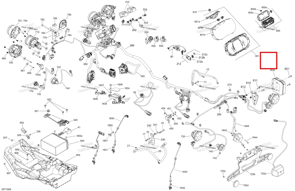 Деталь 710005840 на схеме узла 2019 Can-Am OUTLANDER 650 EFI - T3 Electrical - 570 Efi & 650 Efi - Packages Xt, Xtp & Pro Nordic