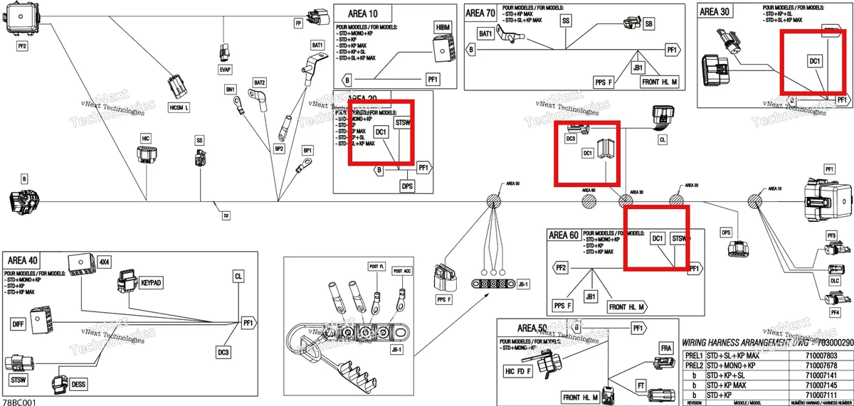 Деталь 710005952 на схеме узла 2023 Can-Am Commander 1000R EFI - DPS Electric - Main Harness - 710007678