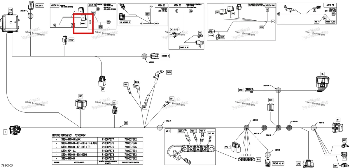 Деталь 710006074 на схеме узла 2023 Can-Am Maverick Sport 1000R - DPS Electric - Main Harness - 710007672