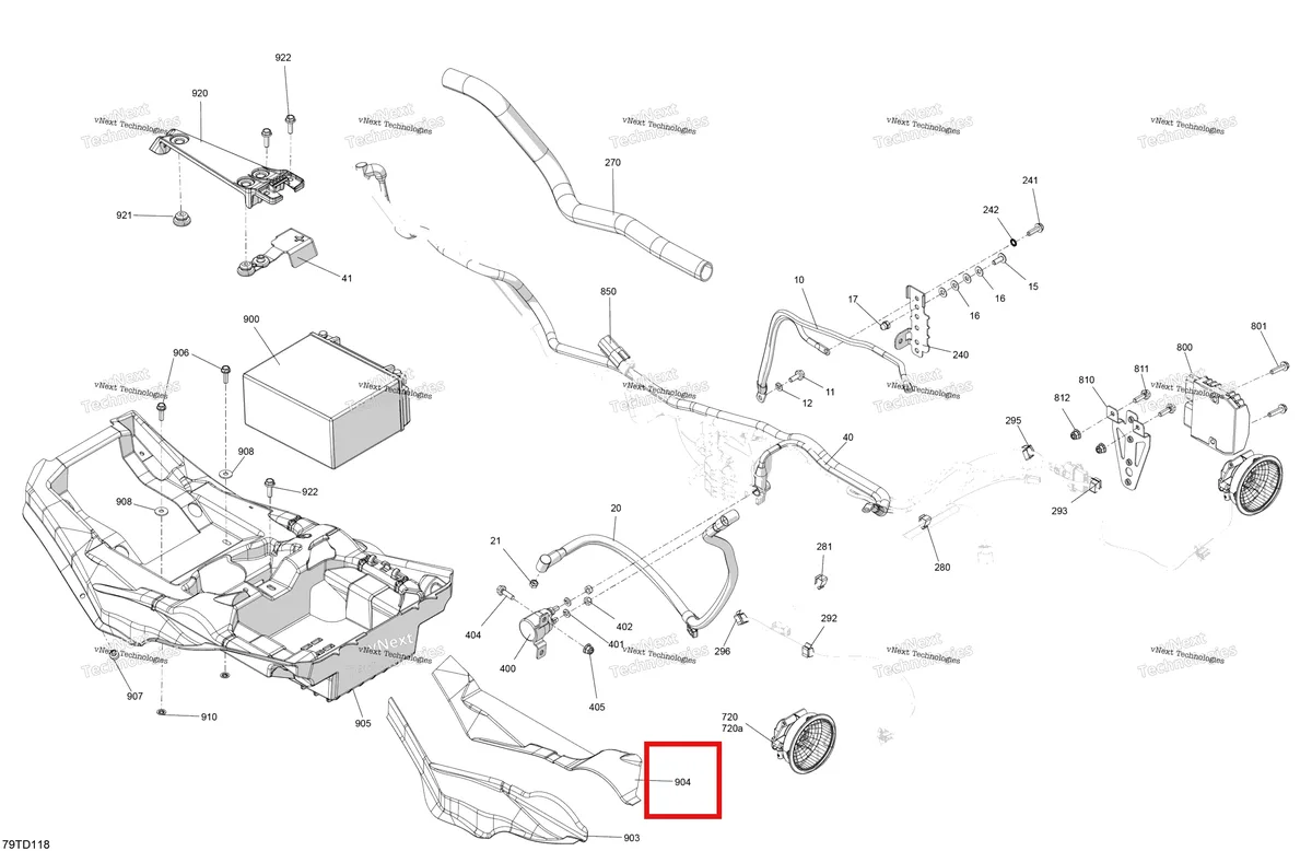 Деталь 710006533 на схеме узла 2024 Can-Am Outlander 850 EFI 4X4 - 4KRA - X MR Package - Legion Red Electric - Rear Section