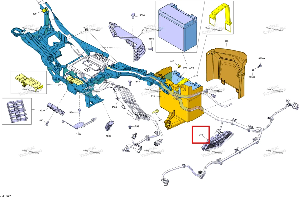 Деталь 710006633 (Задний фонарь Can-Am Commander 1000R EFI DPS (2022) (710006633)) на схеме узла 2026 Can-Am OUTLANDER - 4X4 - EV - 2WTA - Granite Grey Electric - Rear Section