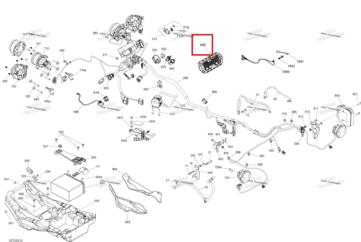 Деталь 710006718 на схеме узла 2020 Can-Am Outlander 850 EFI - STD DPS XT WINTER XTP Electrical System