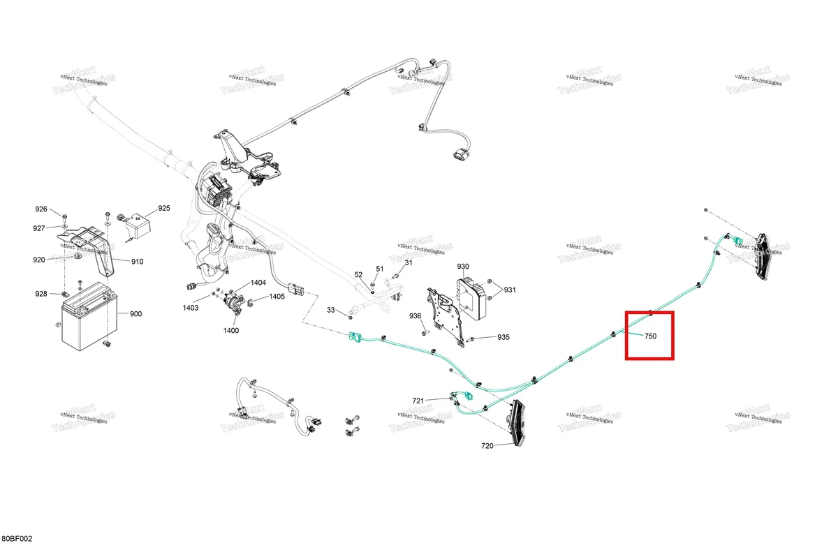 Деталь 710007124 (Задний фонарь жгут проводов Can-Am Commander 1000R EFI DPS (2022) (710007124)) на схеме узла 2026 Can-Am Commander MAX - 1000R EFI - XTP - 6CTB - Mineral Gray Satin - 64