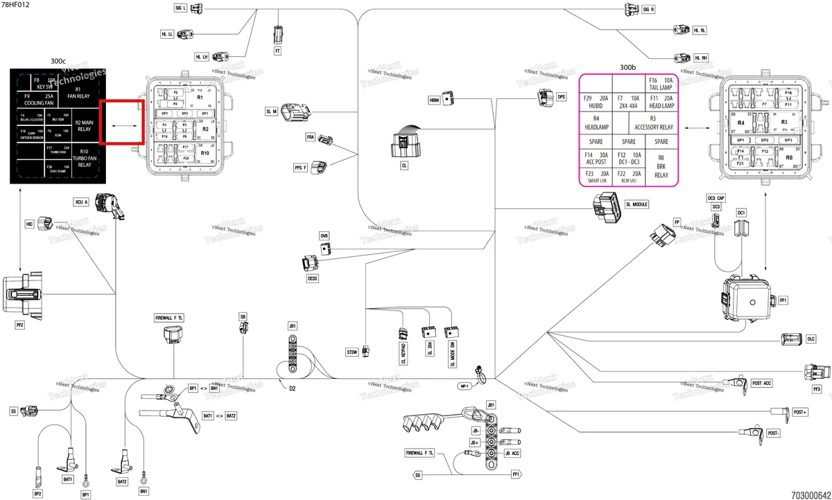 Деталь 710007297 (Fuses наклейка Can-Am Maverick Turbo RR XRC (2022) (710007297)) на схеме узла 2026 Can-Am Maverick Max - TURBO - DS - 7WTB - Dusty Navy Satin - 64