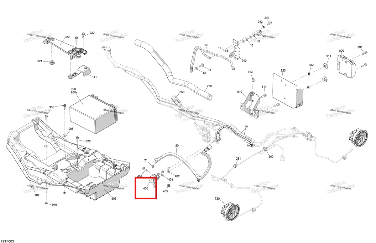 Деталь 710007777 (Стартер реле Can-Am Outlander 4x4 XT 1000R (2018) (710007777)) на схеме узла 2026 Can-Am RENEGADE - 4X4 - XMR - 1000R EFI - 5UTA - Hyper Silver Electric - Rear Section