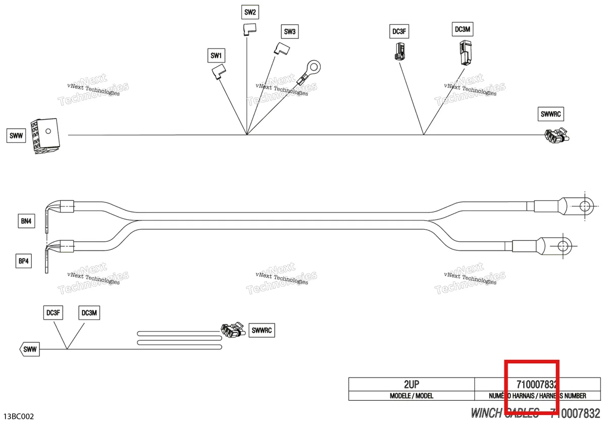 Деталь 710007832 на схеме узла 2023 Can-Am Maverick Sport 1000R - XRC Electric - Winch Wiring Harness - 710007832