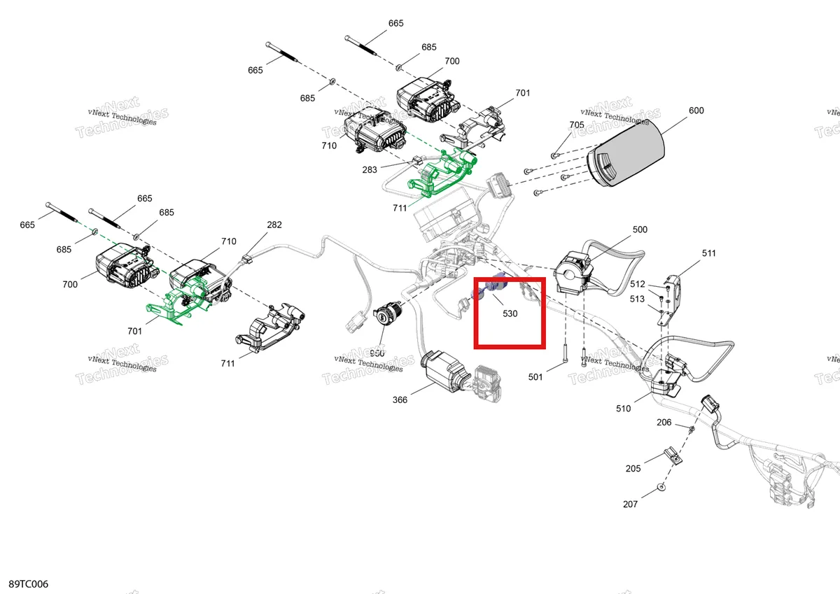 Деталь 710007864 (Ignition выключатель Can-Am Outlander 4x4 XT 570 EFI (2018) (710007864)) на схеме узла - CE Electric - Front Section