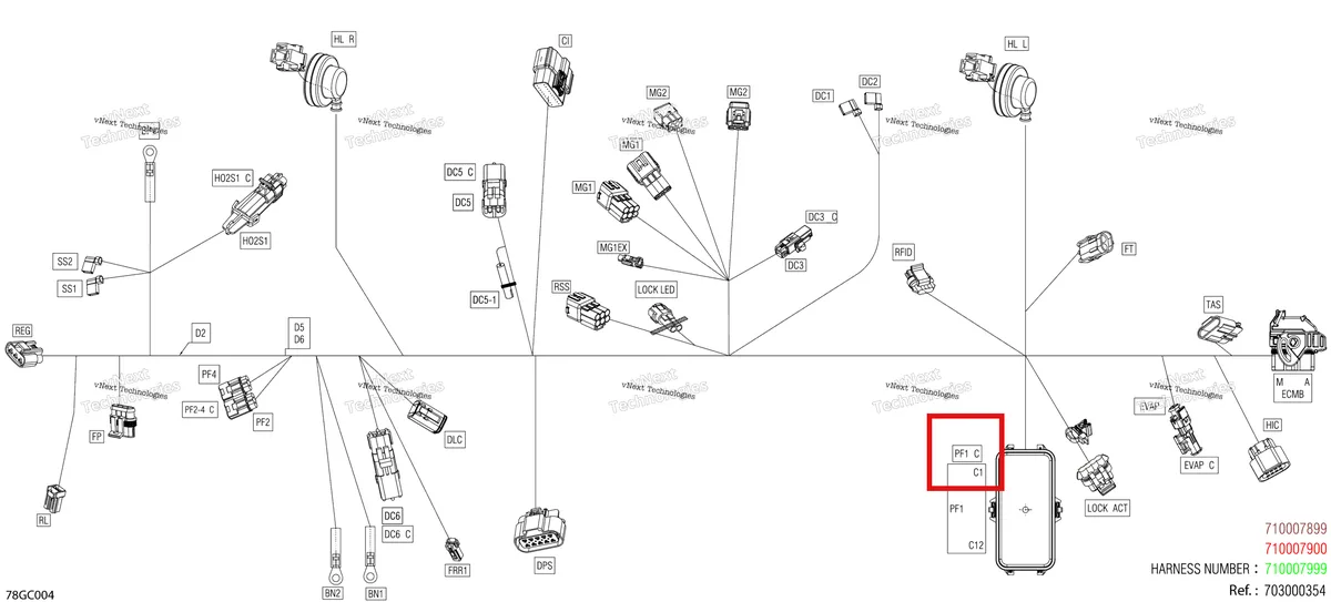 Деталь 710007869 (Реле предохранитель Logo Can-Am Outlander 570 EFI XT (2022) (710007869)) на схеме узла Electric - Main Harness - 710007899