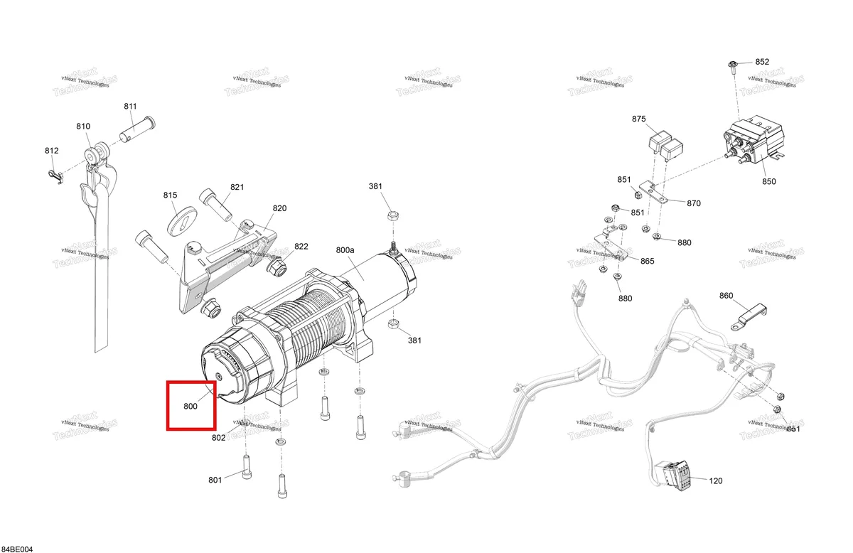 Деталь 710007979 (Лебёдка электрический включает 800 to 800 a Can-Am Commander MAX 1000R EFI XT (2024) (710007979)) на схеме узла 2025 Can-Am Commander Max - 1000R EFI - XT - 6KSA - Fiery Red Metallic - 64