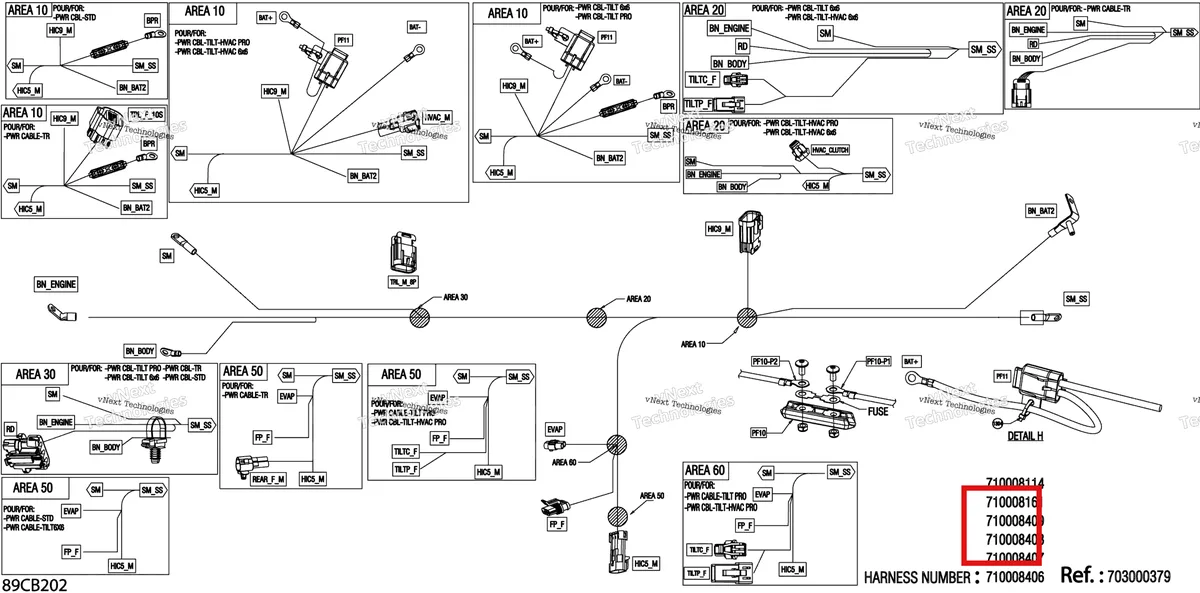 Деталь 710008114 на схеме узла 2022 Can-Am Defender 6X6 HD10 - LTD CAB Electric - Wiring Voltage Regulator - 710008114