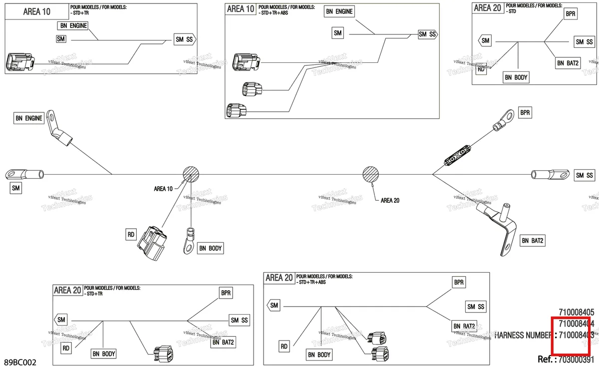 Деталь 710008403 на схеме узла 2023 Can-Am Maverick Sport 1000R - DPS Electric - Voltage Regulator Wiring Harness - 710008403