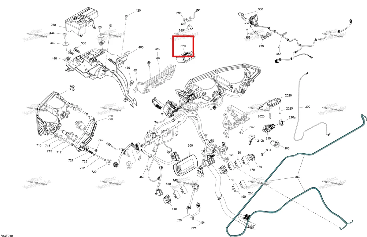 Деталь 710009400 на схеме узла 2026 Can-Am Defender - HD10 - DPSCAB - 8UTF - Compass Green - 65