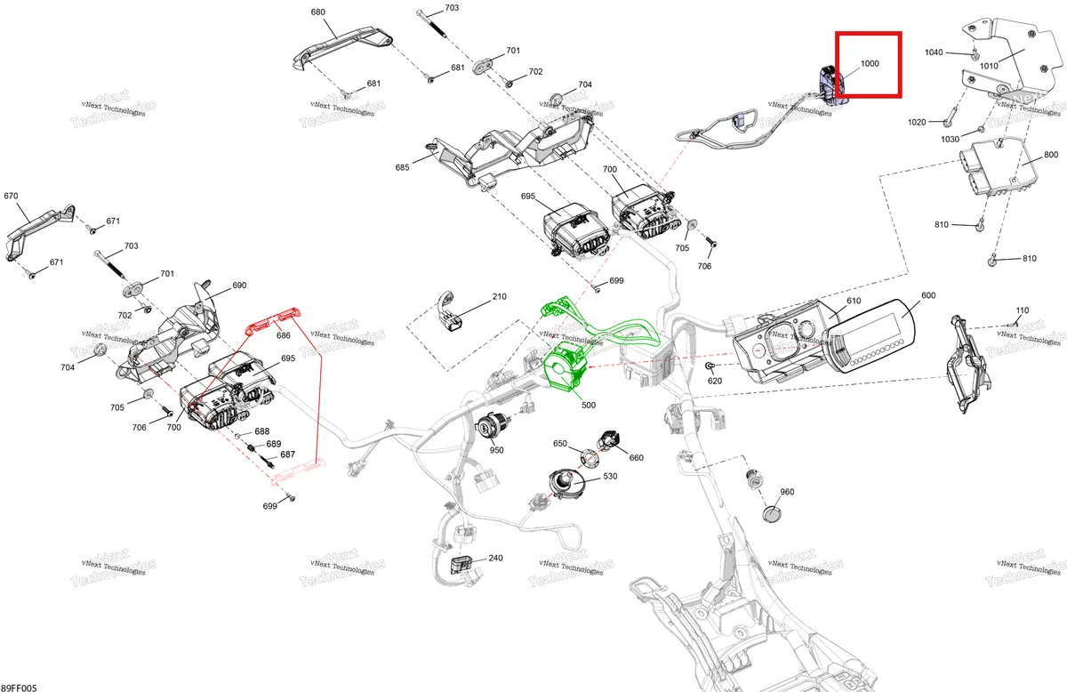 Деталь 710010583 на схеме узла 2026 Can-Am OUTLANDER - 4X4 - STD - 700 - 1CTD - CALI - Legion Red Electric - Front Section