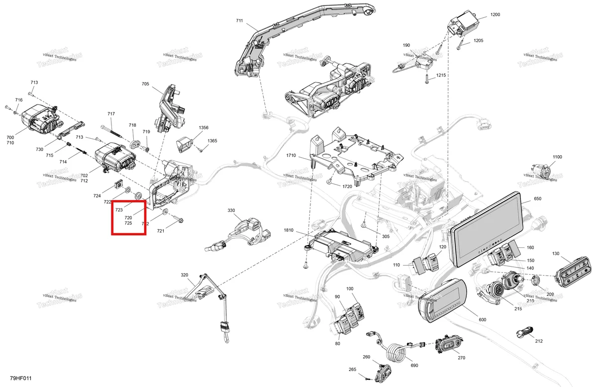Деталь 710010932 (Опора фара левый Can-Am Maverick Turbo RR XRS (2026) (710010932)) на схеме узла 2026 Can-Am Maverick Max - TURBO - X - 8HTG - Granite Grey - 64