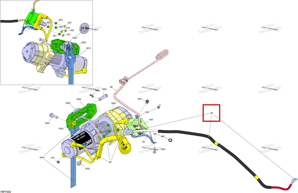 Деталь 710011144 на схеме узла 2026 Can-Am OUTLANDER - 4X4 - XT - 1000R - 4FTE - CALI - Compass Green Electric - Winch